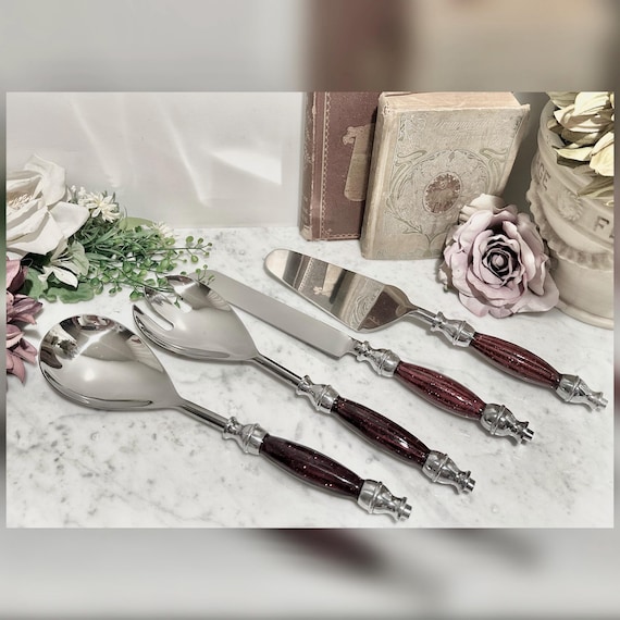 Biltmore Home Serving Utensils Set of 4 Red Glitter Handles Boxed