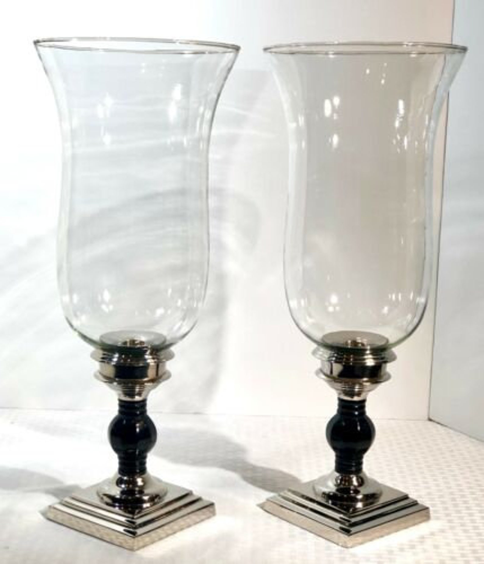 Hurricane Candle Holders XL Silver Metal / Black Taper / Etsy