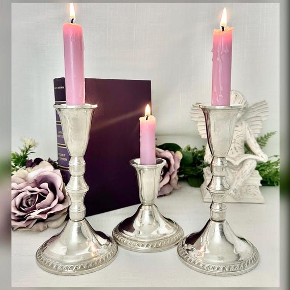 Duchin Sterling Candlesticks Set of 3 Weighted Candle Holders