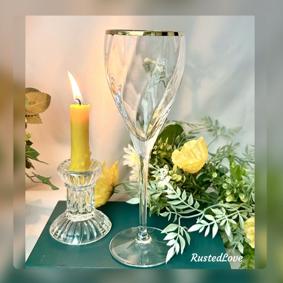 Palio Gold Wine Glass / Primavera Di Cristallo Wine Goblet / Palio Gold Glass / Vintage Gold Trimmed Wine Goblet / Palio Gold Glass - 1 Pc
