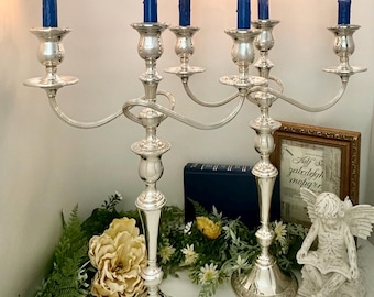 Vintage Sterling Silver Candlestick Set, Weighted Candle Holders