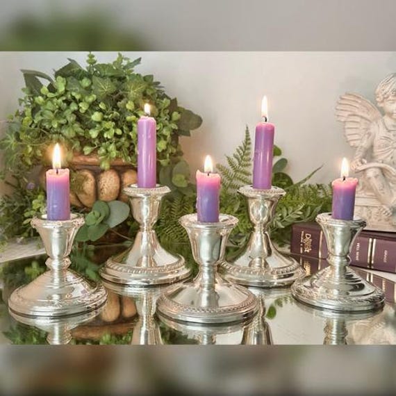 Sterling Silver Console Candle Holders / Sterling Silver Candlesticks / Silver Candle Stick Holders Set / Centerpiece Silver Candle Holders