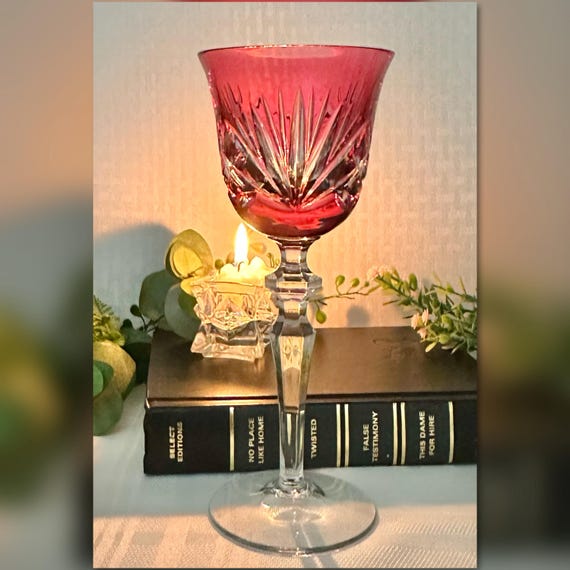 Ruby Red Gorham Cherrywood Hock Wine / Gorham Red Cut to Clear Wine Glass / Gorham Cherrywood Hock Wine Glass / Gorham Red Wine Hock - 1