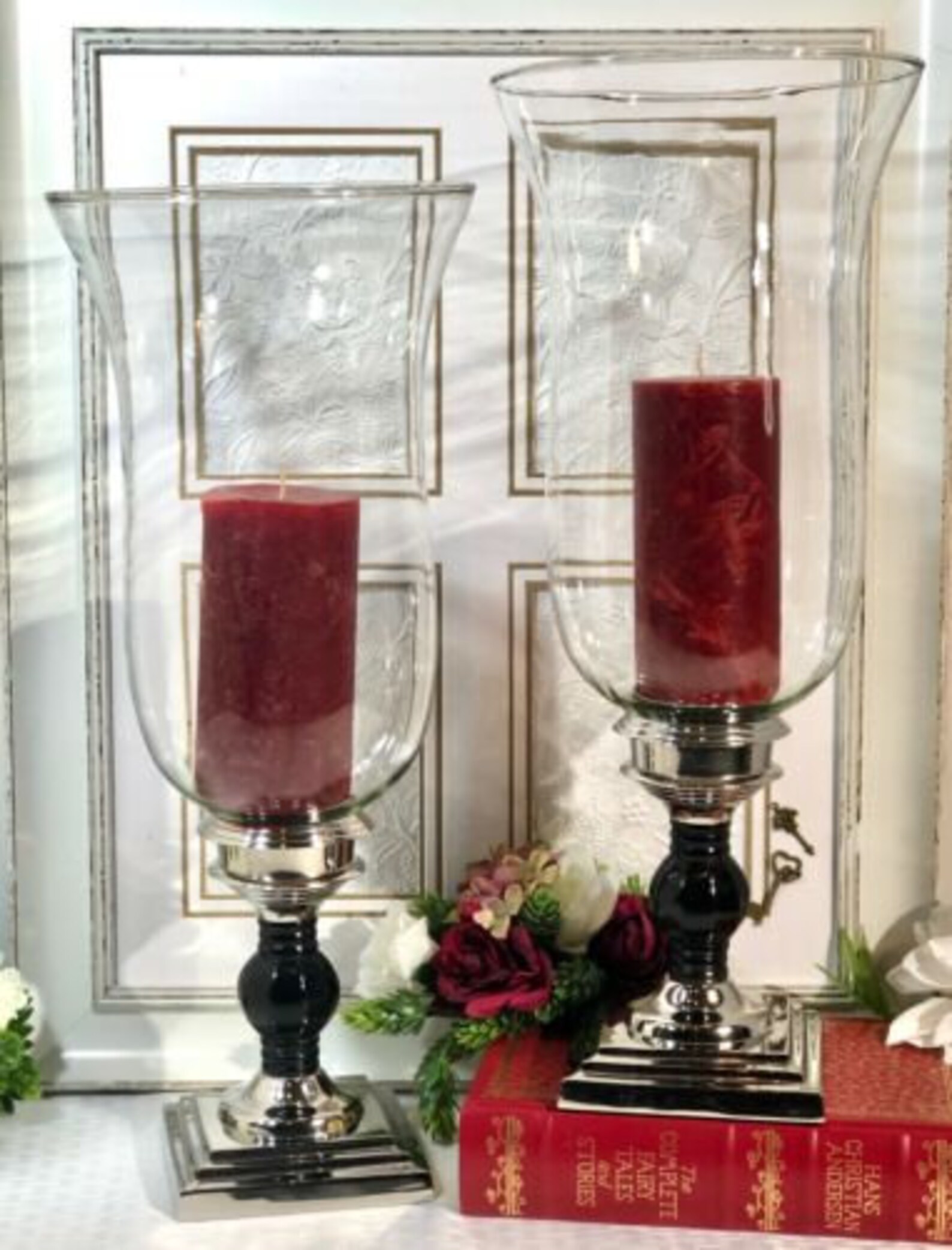 Hurricane Candle Holders XL Silver Metal / Black Taper / Etsy