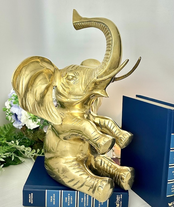 Old Brass Elephant Statue With Trunk Up