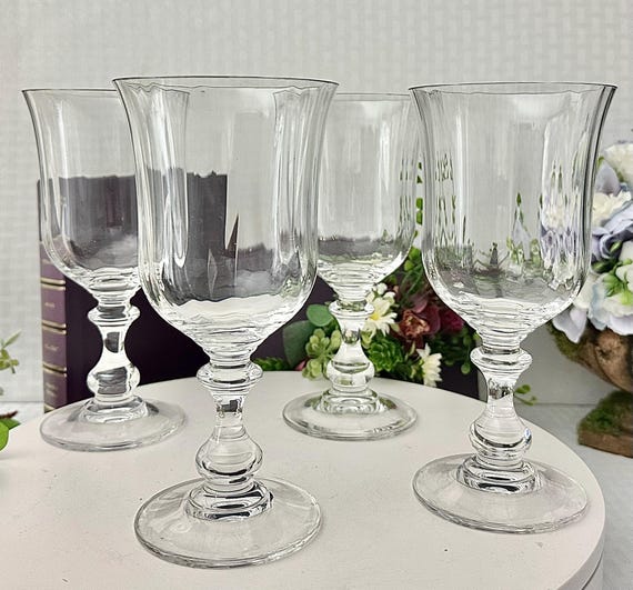 Mikasa French Countryside Water Glasses / Vintage Water Glasses Mikasa French Countryside / Mikasa Clear Blown Water Glasses / 4 Glass Set