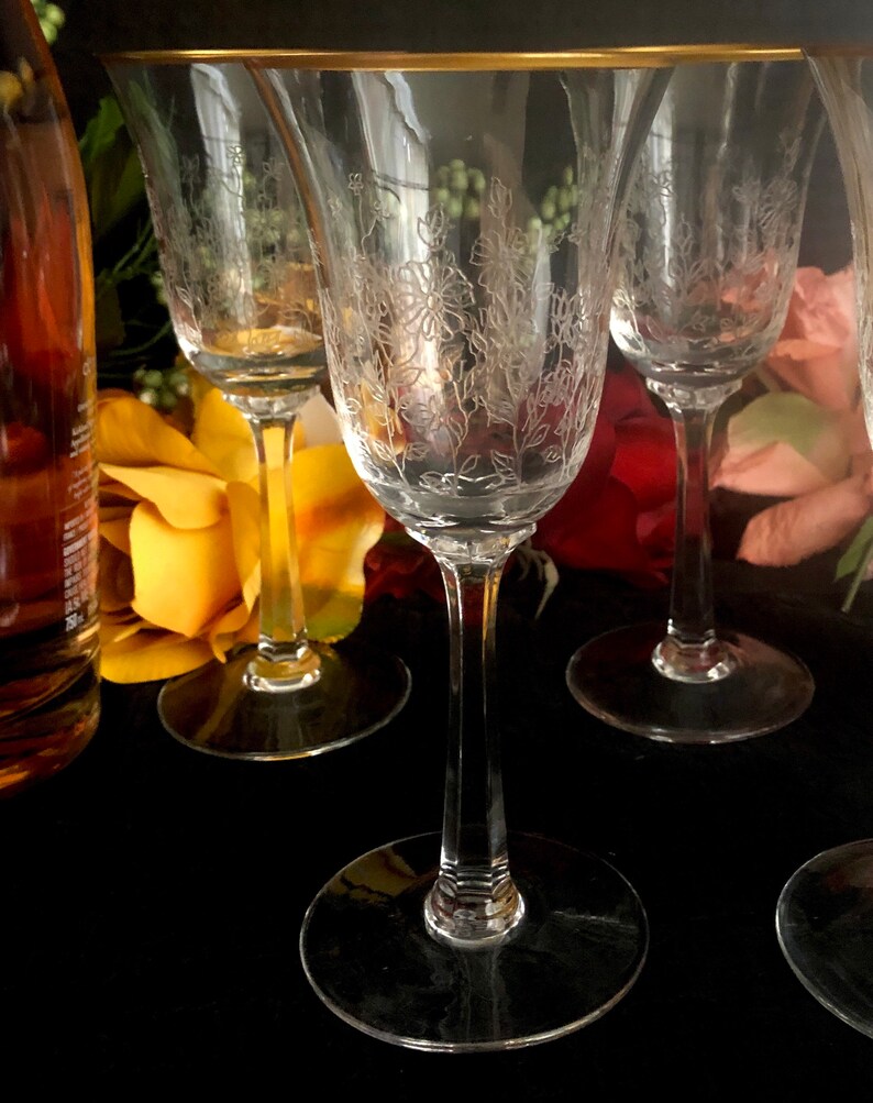 Lenox Wine Glasses / Gold Rim Glassware / Lenox Fontaine / Etsy