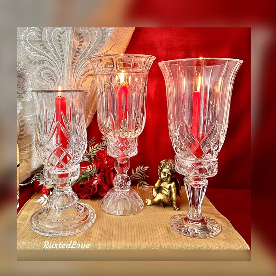 Hurricane Lamps / Glass Hurricanes / Hurricane Candle Holders / Taper Candlesticks Holders / Hurricane Candlesticks / Tall Candle Holders