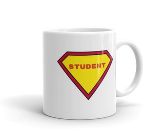 Taza divertida superhéroe tazas cómicas personalizadas para el mejor estudiante / taza de café, taza de viaje, tazas de cita divertida, regalo de cumpleaños para hombres y mujeres