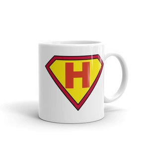 H Letter Mug - Superhero Monogram Coffee Mug - Family Matching - Personalized Gifts For Women & Men - Funny Mugs