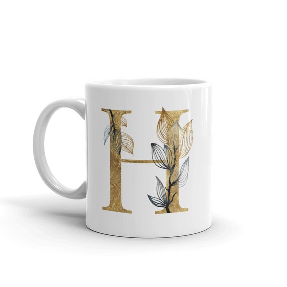 Bombay Duck Alphabet Mug Gold Letter Mug Gift Box A B C D E F G H I J K L M N O