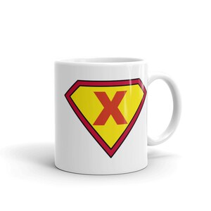 X Brief Becher - Superhelden Monogramm Kaffeebecher - Familie Matching - personalisierte Geschenke für Frauen & Männer - lustige Tassen