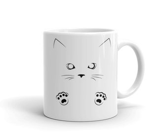 Cute Kitty Cat Paws White Mug, Unique Mugs Coffee Cup