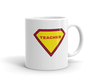Funny taza de superhéroe Comic tazas personalizadas para el mejor maestro / taza de café, taza de viaje, tazas de cita divertida, regalo de cumpleaños para hombres y mujeres