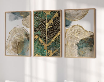 Decoración de pared enmarcada con arte natural, impresión Art Déco sobre madera, elegante regalo de decoración del hogar de madera para parejas, idea de diseño de interiores dorado.