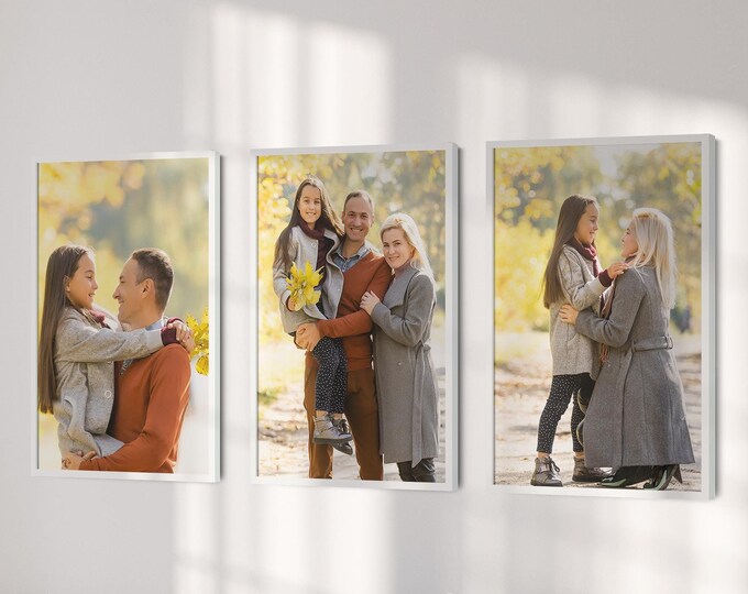 Framed Your Photos Wall Art Decor, Family Photo Print on Wood, Elegant Wooden Home Decoration Gift For Couples Custom Interior Design Idea