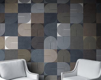 Boho Abstract Wallpaper, Abstract Wall Mural, Peel and Stick , Art Deco Removable Peel and Stick Wallpaper