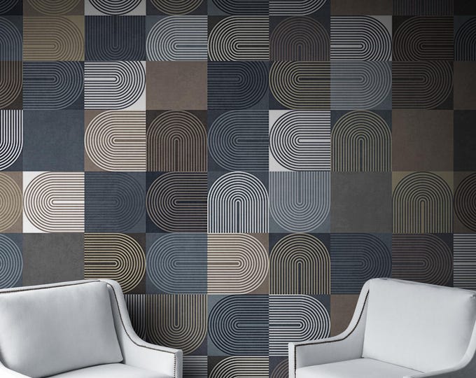 Boho Abstract Wallpaper, Abstract Wall Mural, Peel and Stick , Art Deco Removable Peel and Stick Wallpaper