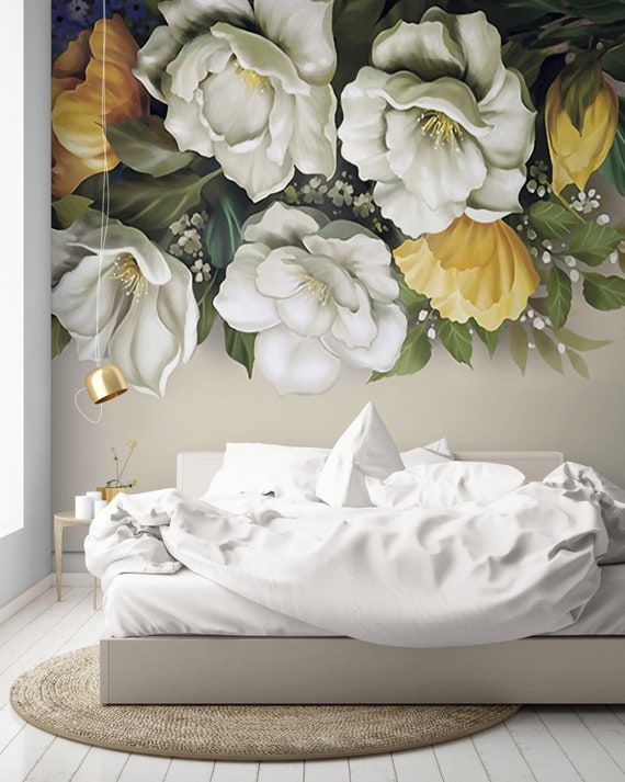 Modern Art Pastoral Pink White Peony Rose Floral Flower Wallpaper 3D Wall  Murals Black Background Large Wallpaper Mural Space Wall Paper Suitable  for Living Room and Bedroom59W x394 H  Amazonin Home