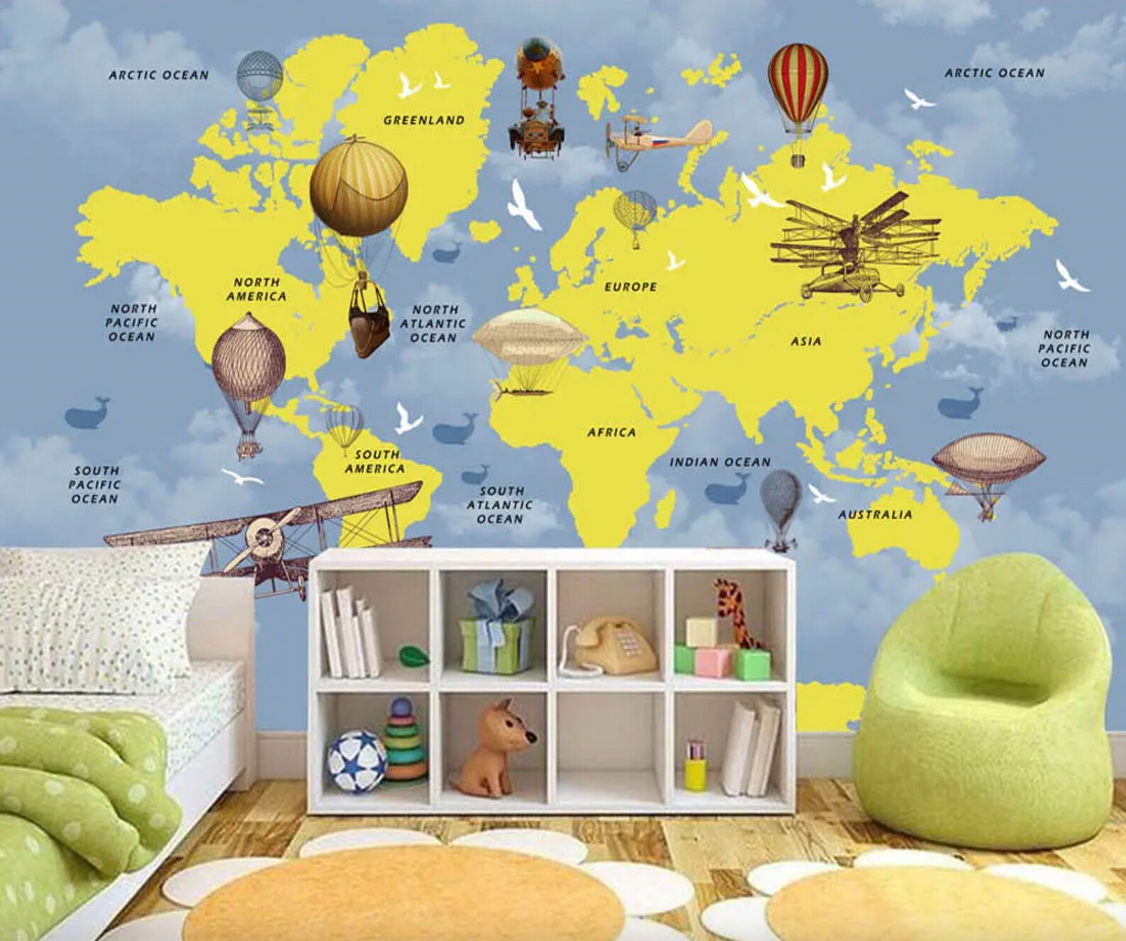 Child Room World Map Wallpaper World Map Nursery and Child Etsy