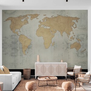 World Map Wall Mural Modern Home Decor for Living Room Bedroom Entryway