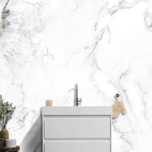 White Marble Wallpaper Mural – Minimalist Luxury Wall Decor for  Bedroom, Office or Bathroom – Peel and Stick Elegant Stone Texture Backdrop