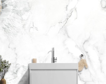 White Marble Wallpaper Mural – Minimalist Luxury Wall Decor for  Bedroom, Office or Bathroom – Peel and Stick Elegant Stone Texture Backdrop