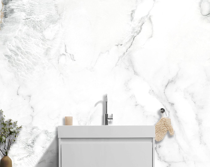 White Marble Wallpaper Mural – Minimalist Luxury Wall Decor for  Bedroom, Office or Bathroom – Peel and Stick Elegant Stone Texture Backdrop