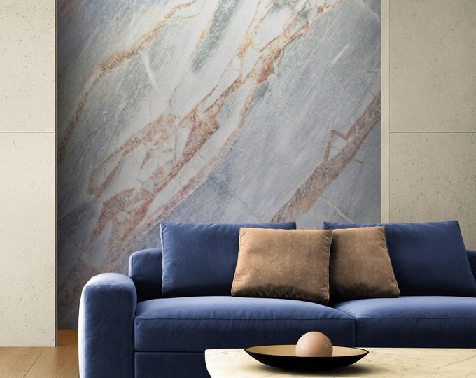 Peel and Stick Modern Wall Decor | Blueish Marble Wallpaper, Modern Beautiful Wall Mural for Living Room, Bedroom, Entryway or Cafe