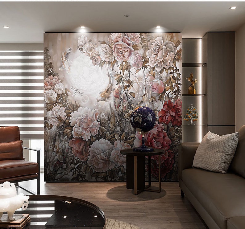 3D Rose Flower Wallpaper Floral Wall Mural Modern Home Decor Etsy