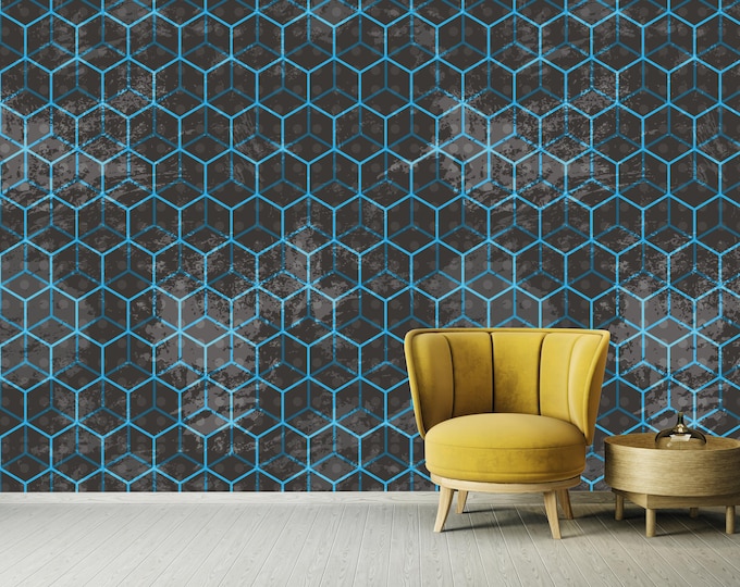 Wall Mural, Removable Wallpaper, Fabric Textile, Modern Home Decoration, Hexagon , Geometric Wallpaper (AB19)
