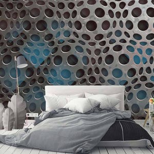 Metal Industrial 3D Embossed Wall Mural , Loft Wallpaper for Livingroom, Cafe, Entryway and Bedroom (AB6)