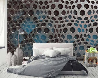 Metal Industrial 3D Embossed Wall Mural , Loft Wallpaper for Livingroom, Cafe, Entryway and Bedroom (AB6)