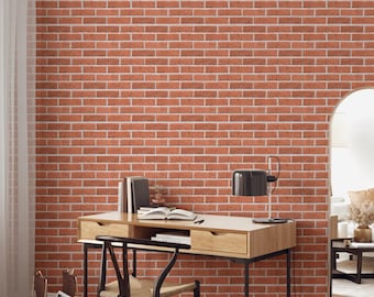 Classic Red Brick Wallpaper, Faux Brick Wall Mural for Industrial Loft, Office Accent, Urban Rustic Design, Removable Peel & Stick Wallpaper