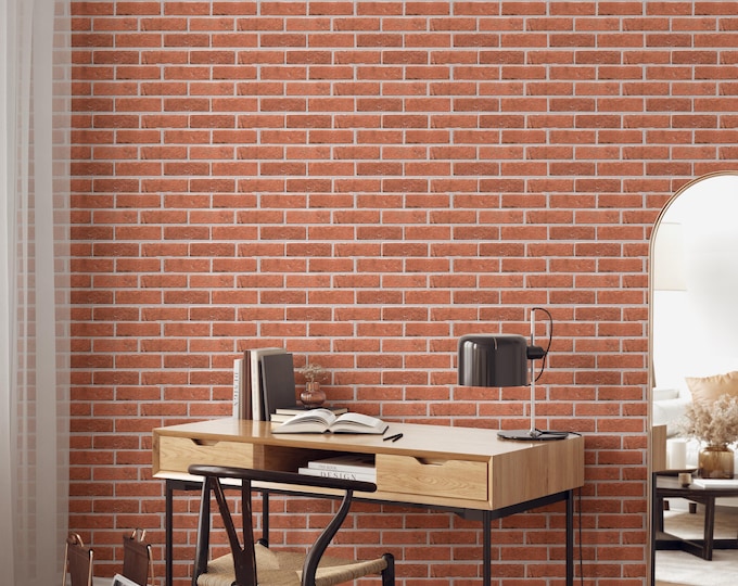 Classic Red Brick Wallpaper, Faux Brick Wall Mural for Industrial Loft, Office Accent, Urban Rustic Design, Removable Peel & Stick Wallpaper