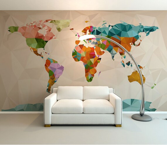Papel pintado con mapa del mundo, Mural de pared moderno, decoración del  hogar para sala de estar, dormitorio, entrada, cafetería WM43 -  México