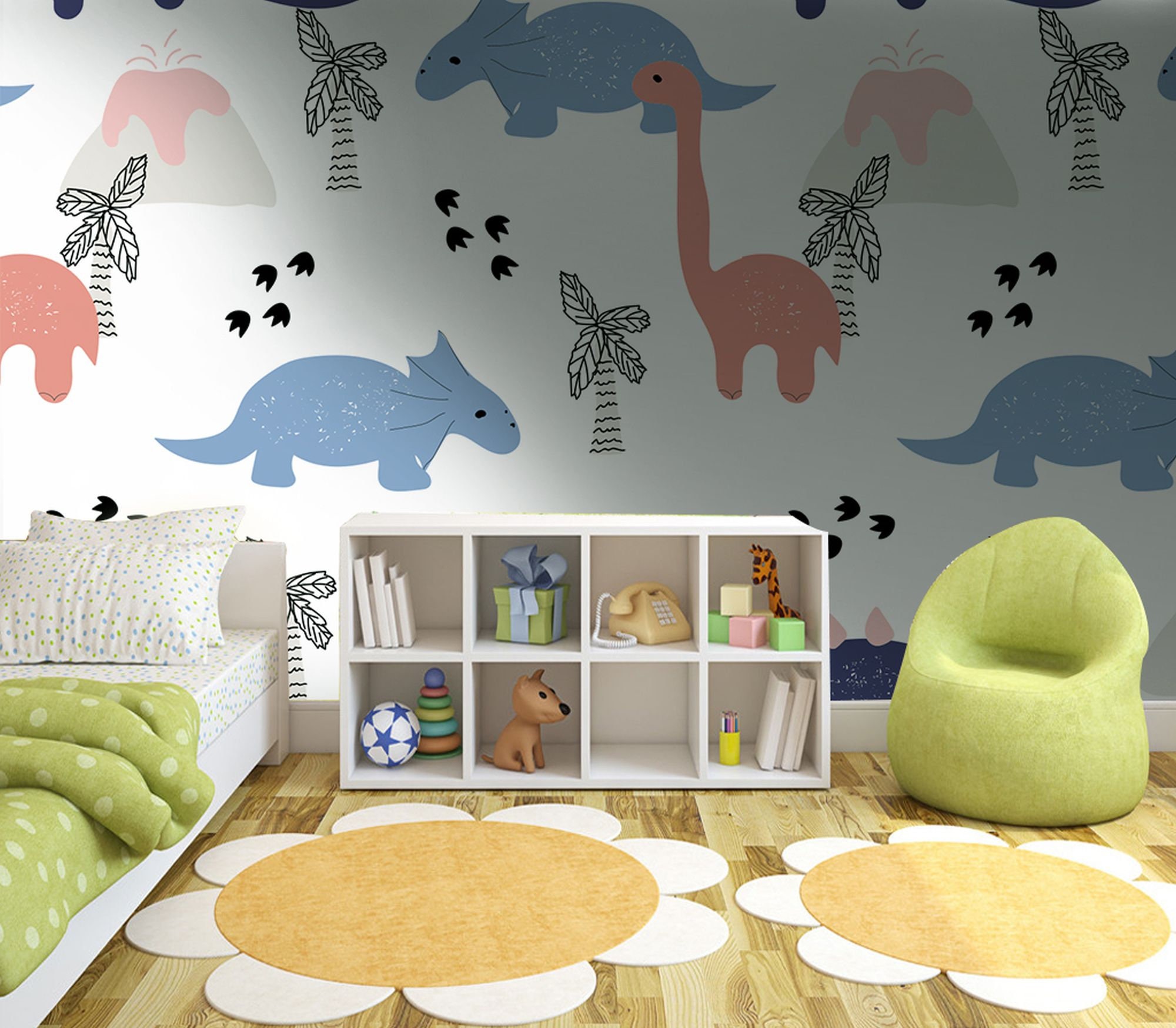 Dinosaur Wallpaper Mural for Kids Room Cute Jurassic Wall Art with