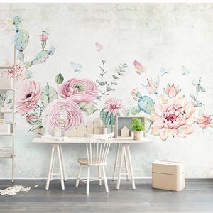 Floral Wallpaper Flowers Wall Mural Modern Wall Art Home Decor for ...
