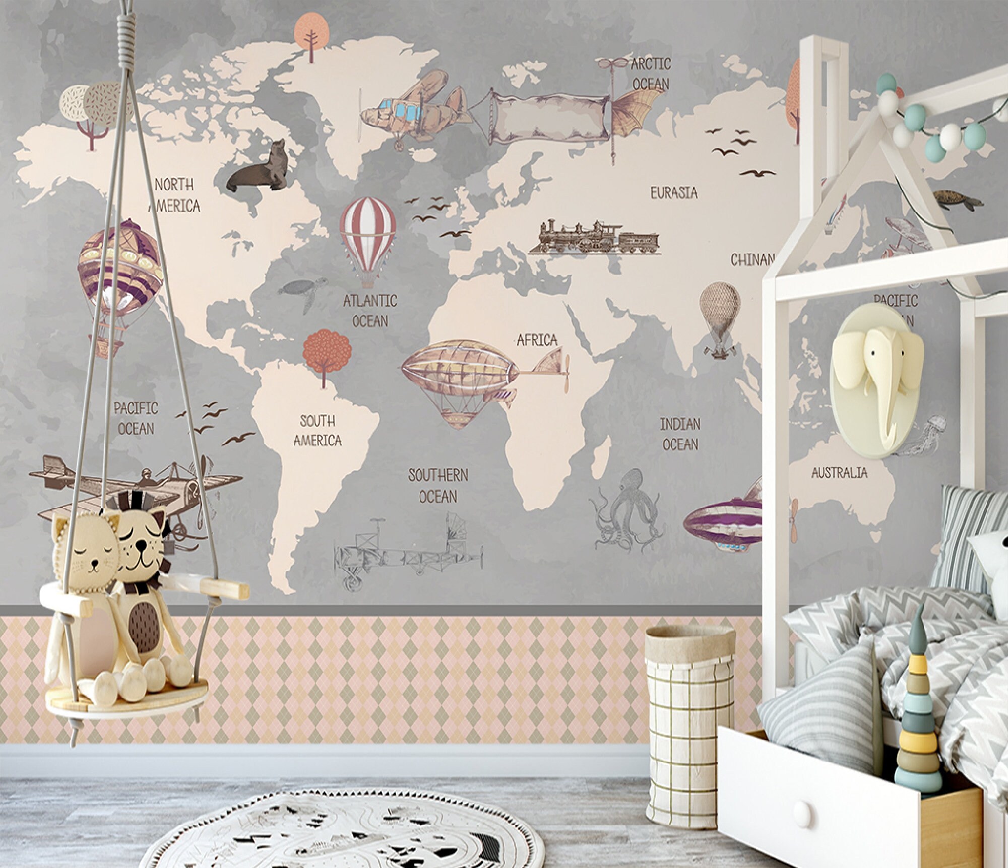 Wall maps for kids rooms