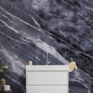Dark Gray Marble Wallpaper Mural – Elegant Veined Stone Texture, Modern Luxury Peel and Stick Wall Decor for Living Room or Office Accent