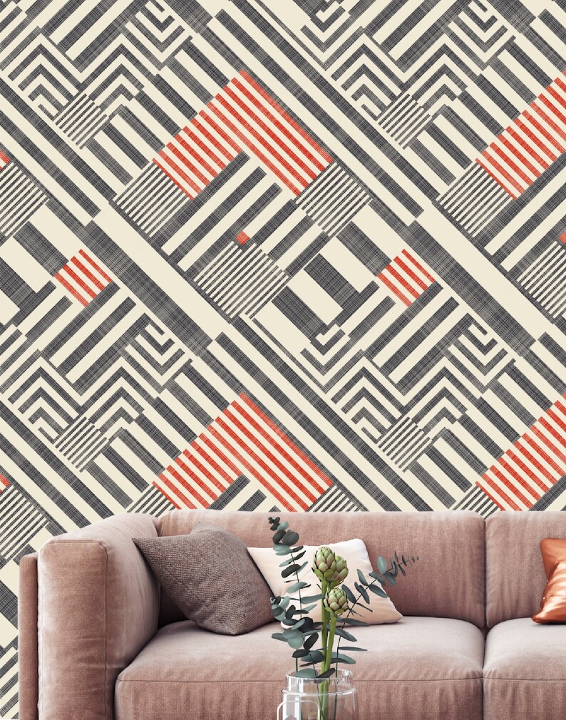 Abstract Wallpaper Removable Wall Mural Fabric Textile Etsy