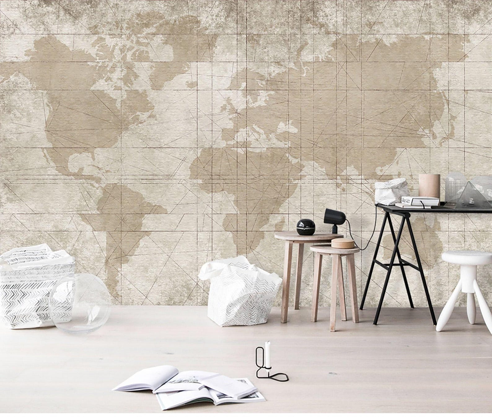 World Map Wall Mural Modern Wallpaper Home Decor for Living Room ...
