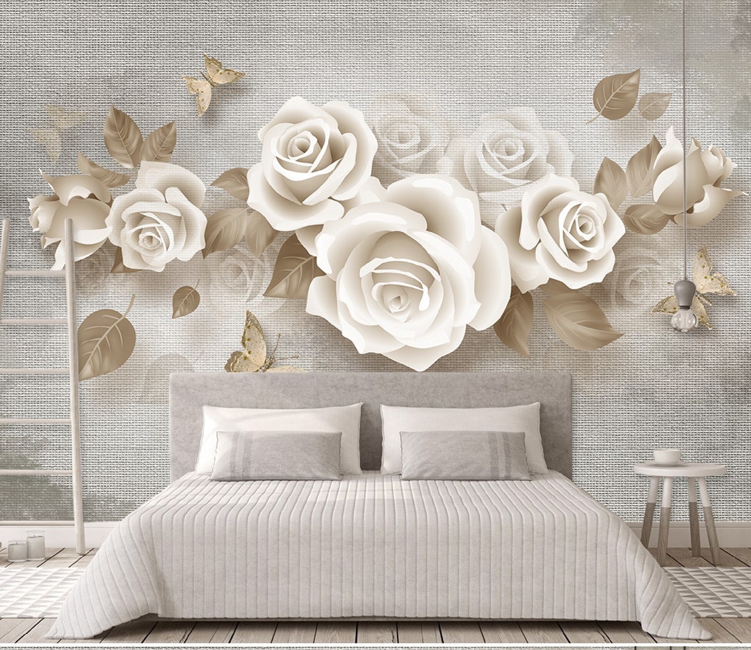 Floral Wall Mural Flowers Wallpaper Modern Home Decor for Living Room ...