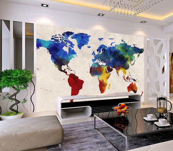 Papel pintado con mapa del mundo, Mural de pared moderno, decoración del  hogar para sala de estar, dormitorio, entrada, cafetería WM26 -  México