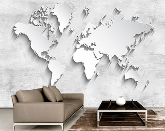World Map Wallpaper Modern Wall Mural Home Decor For Living Room Bedroom Entryway Cafe (WM13)