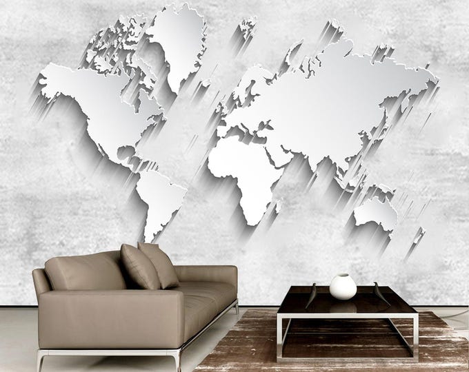 World Map Wallpaper Modern Wall Mural Home Decor For Living Room Bedroom Entryway Cafe (WM13)