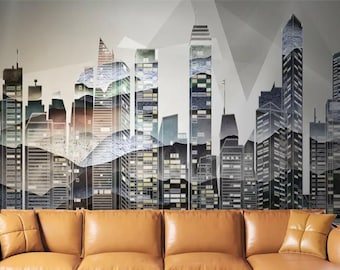 City Wallpaper Modern Wall Mural   for Livingroom, Cafe, Entryway and Bedroom  (CW24)