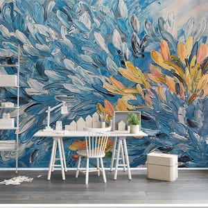 Floral Wallpaper Flowers Wall Mural Modern Wall Art Home Decor for ...