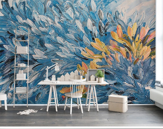 Floral Wallpaper Flowers  Wall Mural  Modern Wall Art Home Decor For Living Room Bedroom Entryway Cafe (FL66)