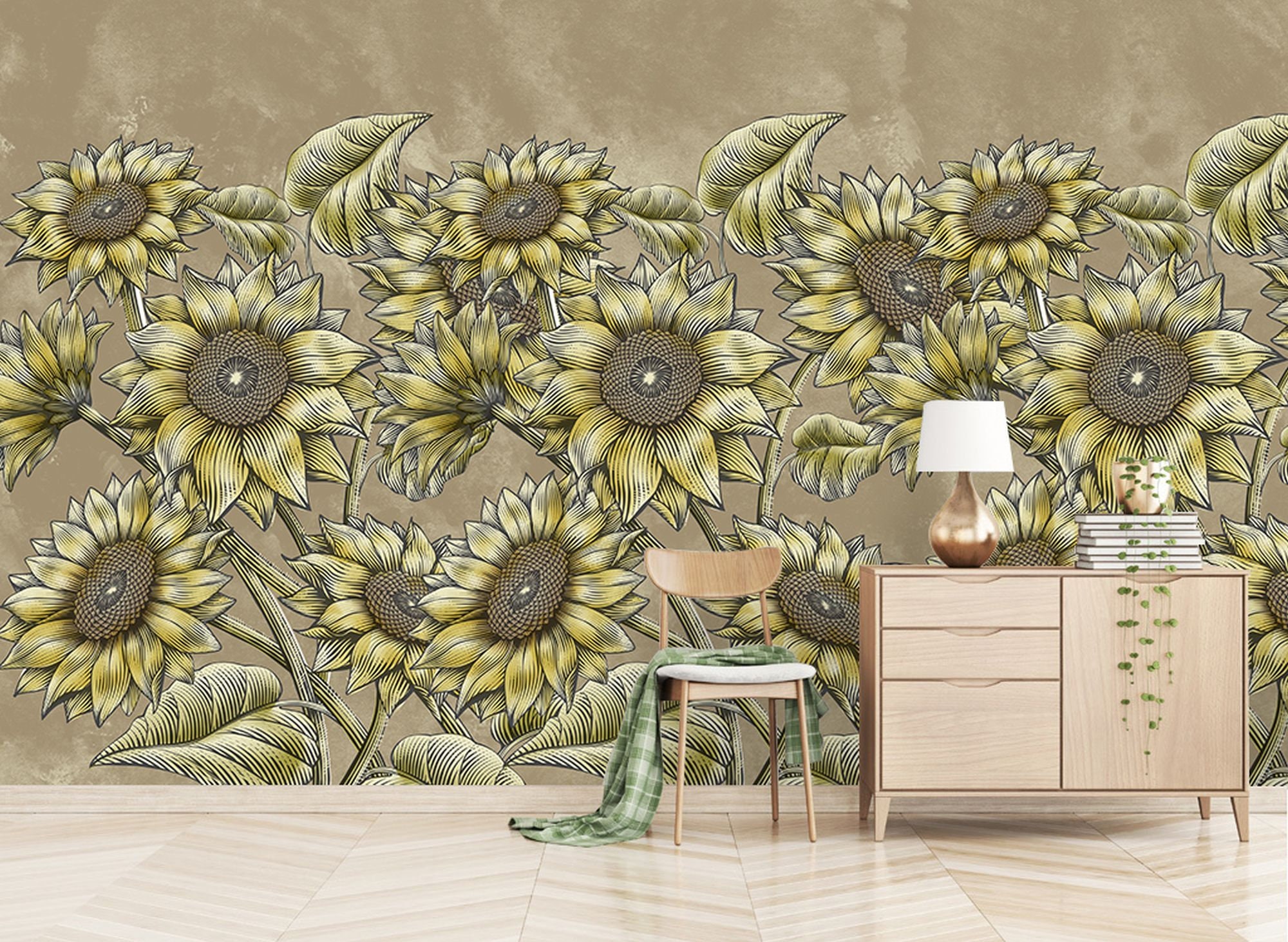 Floral Wall Mural Flowers Wallpaper Modern Home Decor For | Etsy